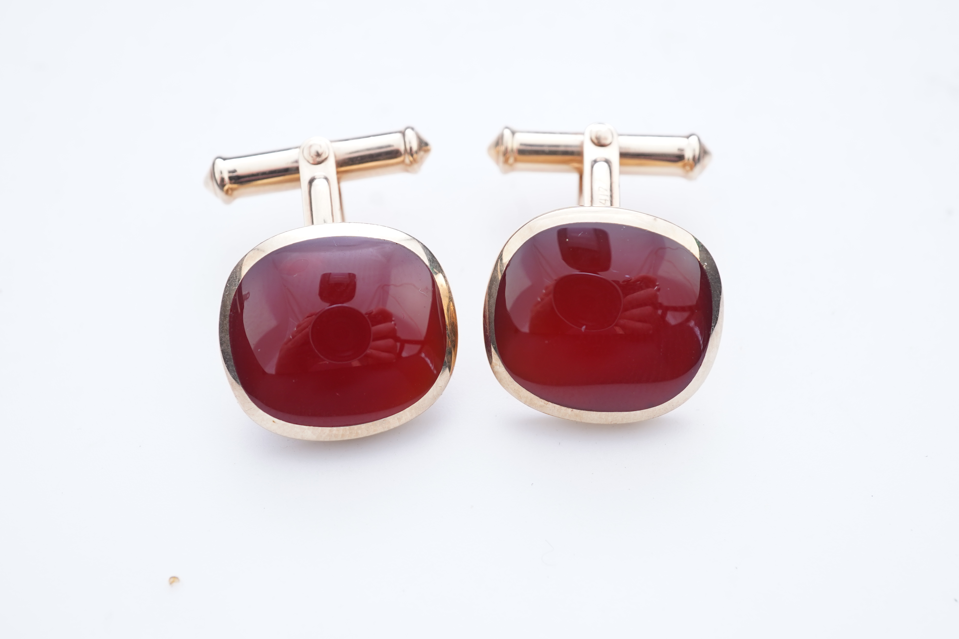 A pair of carnelian cufflinks